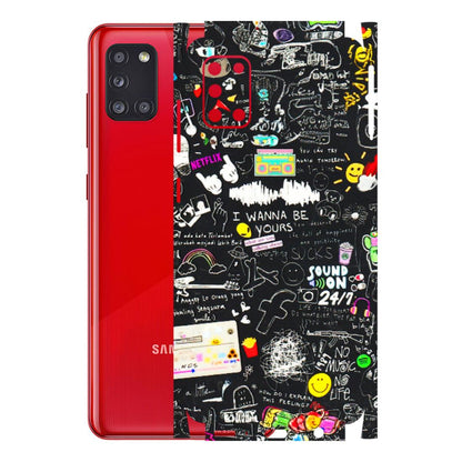 Samsung A/S Series Phone Skins (All Models) - Black Creatives Doodles - 3D Embossed Finish (L-311) Samsung Galaxy A31