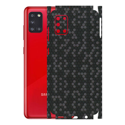 Samsung A/S Series Phone Skins (All Models) - Black Grey Honeycomb Sober - 3D Embossed Finish (L-85) Samsung Galaxy A31
