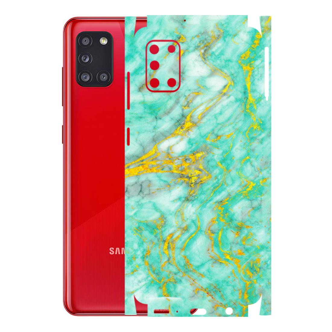 Samsung A/S Series Phone Skins (All Models) - Green And Gold Marble Feel - Matte Finish (M-16) Samsung Galaxy A31