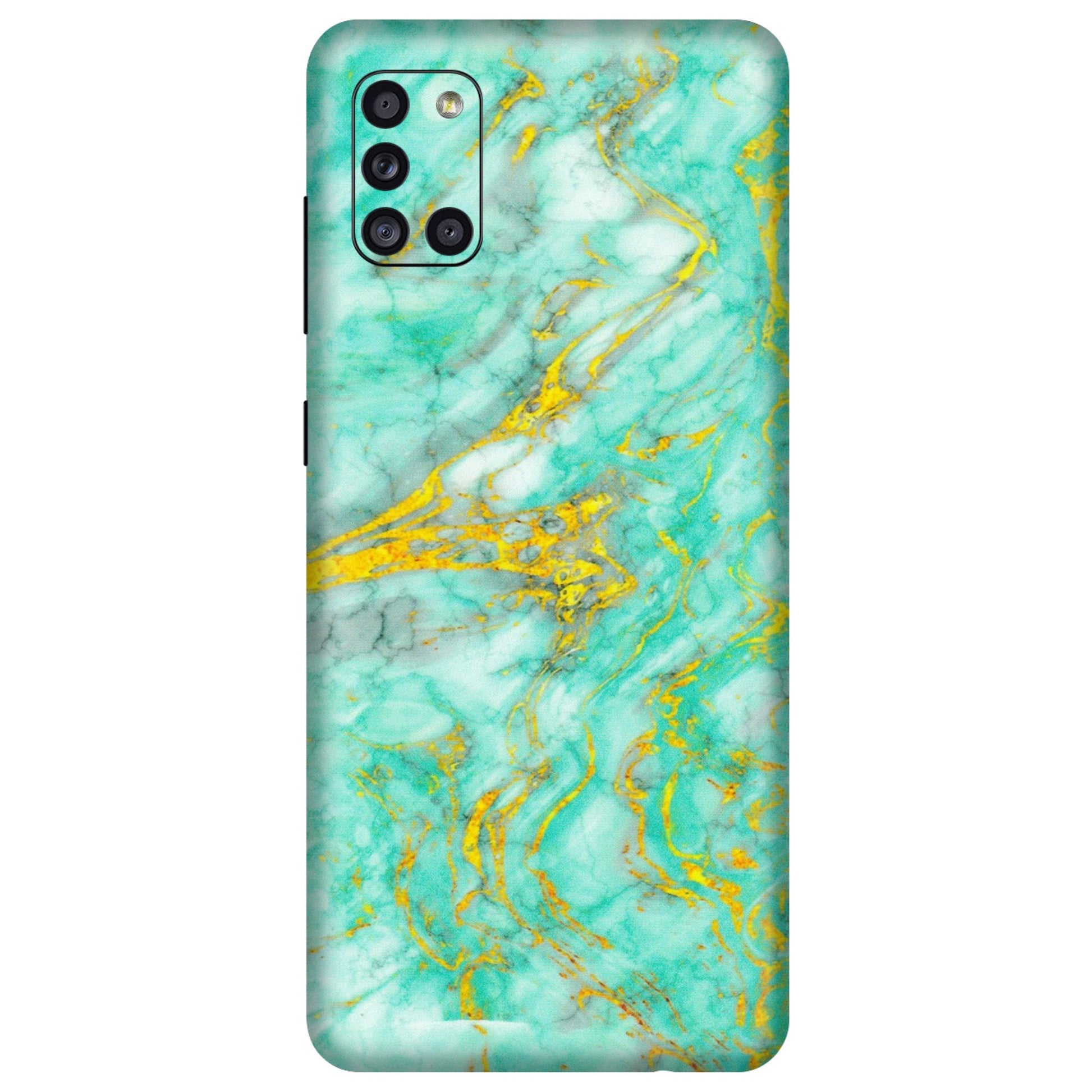 Samsung A/S Series Phone Skins (All Models) - Green And Gold Marble Feel - Matte Finish (M-16) Samsung Galaxy A31