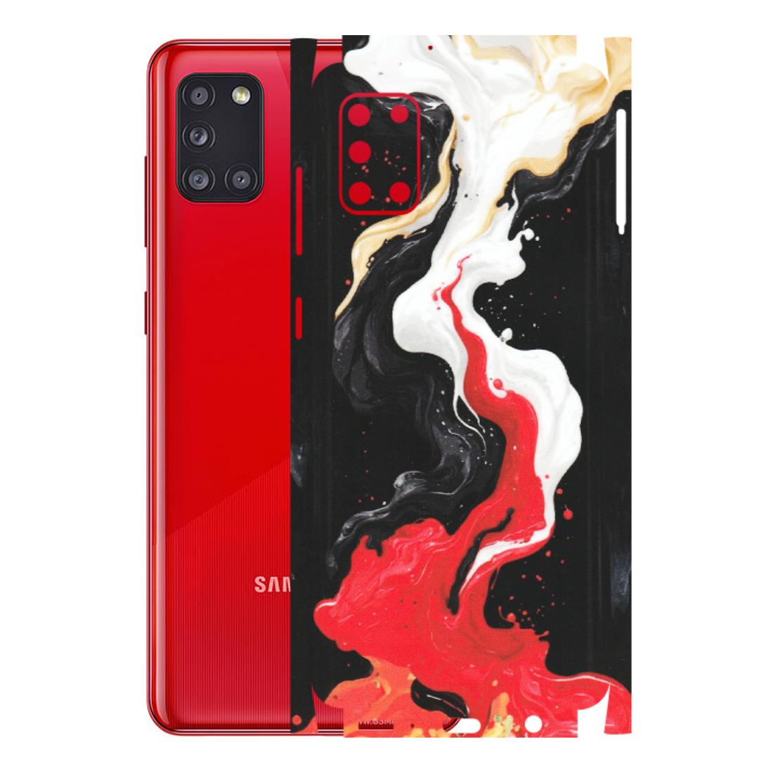 Samsung A/S Series Phone Skins (All Models) - Black Red White Paint Splash Fusion - Matte Finish (M-56) Samsung Galaxy A31