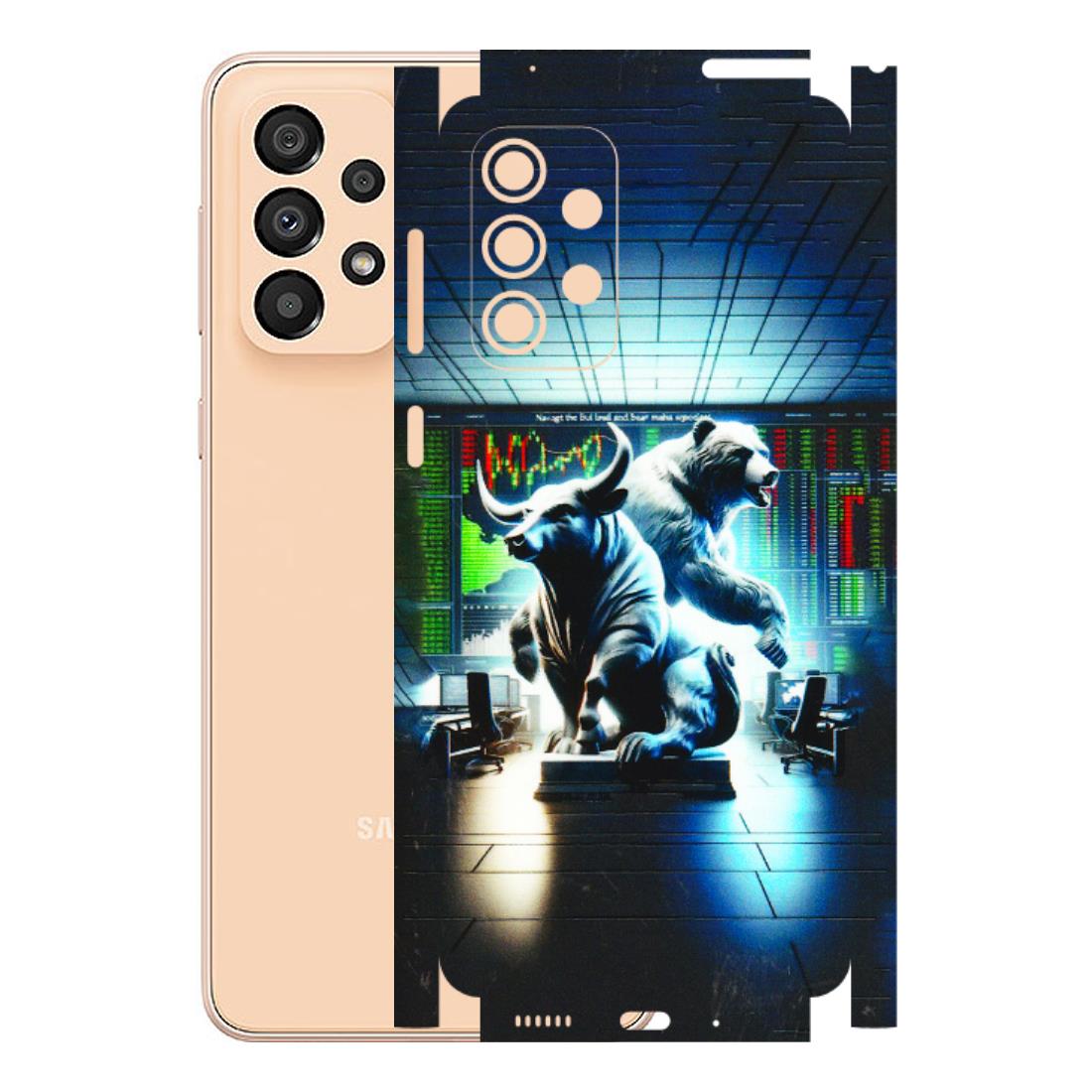 Samsung A/S Series Phone Skins (All Models) - Stock Market Sensex Bear vs Bulls - 3D Embossed Finish (L-15) Samsung Galaxy A33(5G)