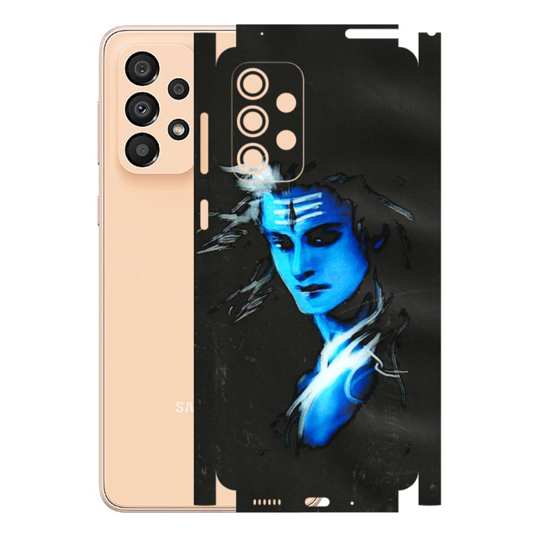 Samsung A/S Series Phone Skins (All Models) - Har Har Mahadev Blue/Black - 3D Embossed Finish (L-185) Samsung Galaxy A33(5G)