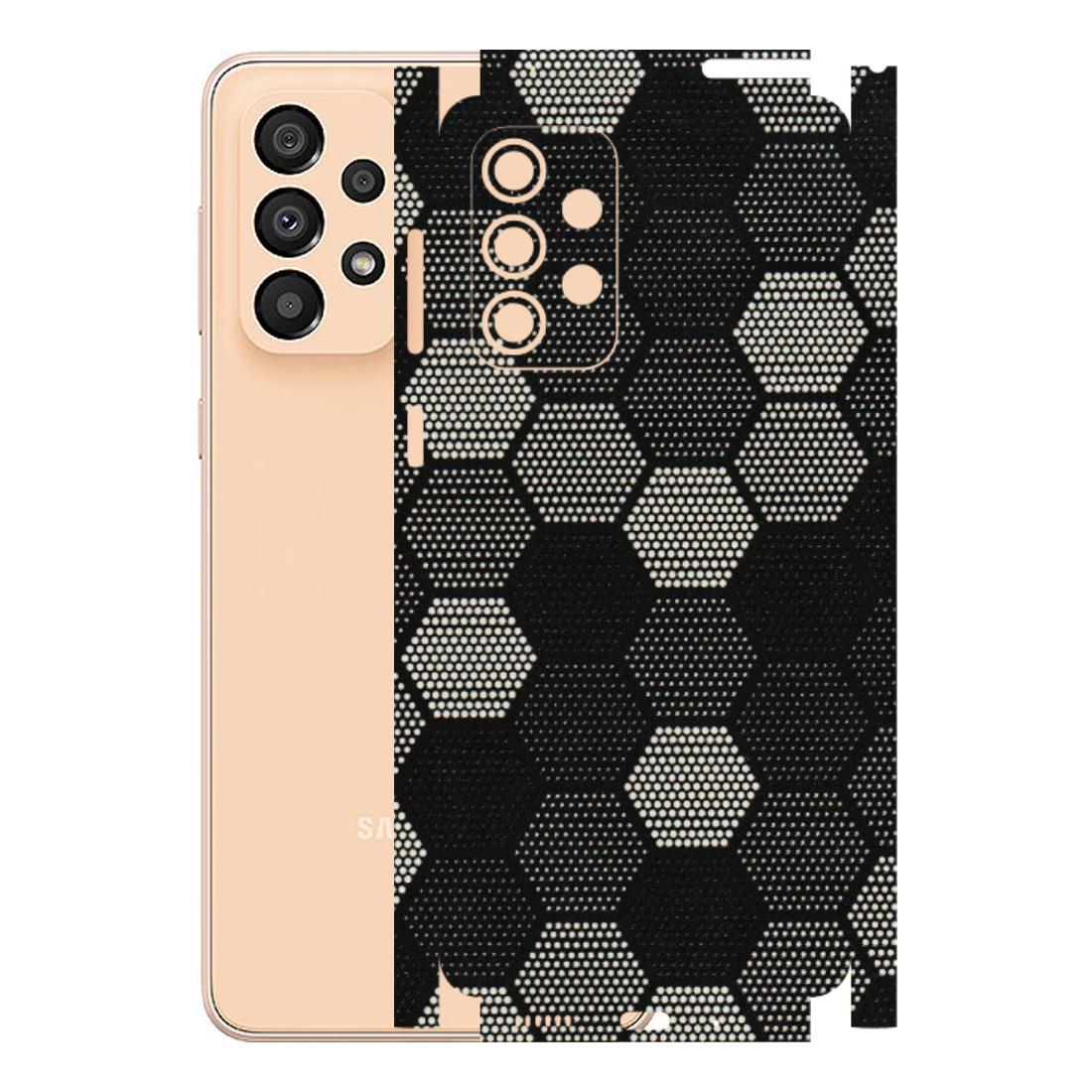 Samsung A/S Series Phone Skins (All Models) - Black & White Dotted Honeycomb Texture - 3D Embossed Finish (L-202) Samsung Galaxy A33(5G)
