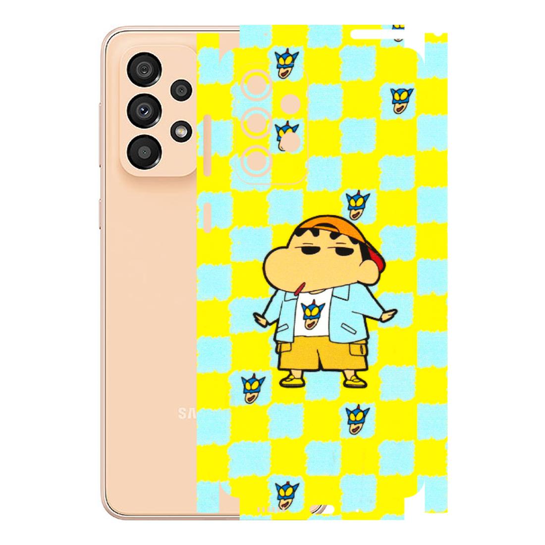 Samsung A/S Series Phone Skins (All Models) - Yellow Blue Shinchan Cute - 3D Embossed Finish (L-221) Samsung Galaxy A33(5G)