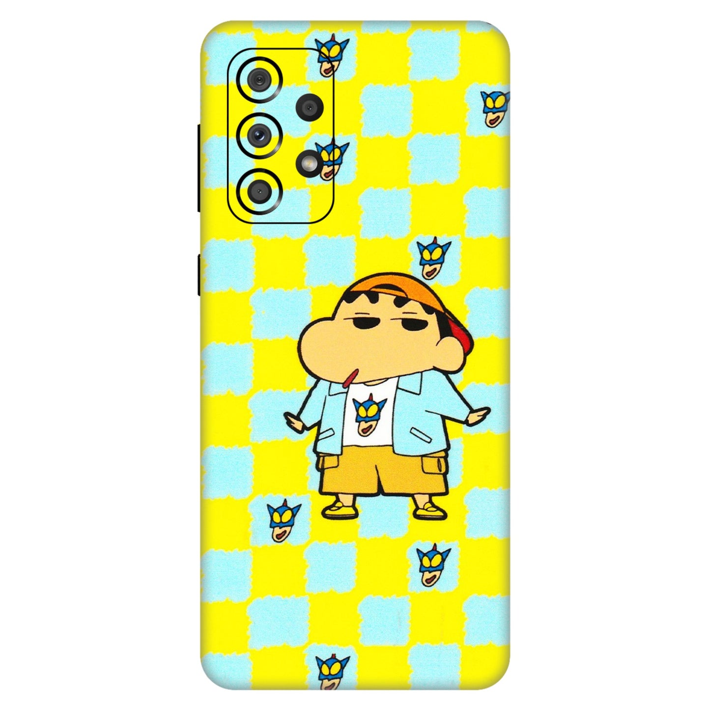 Samsung A/S Series Phone Skins (All Models) - Yellow Blue Shinchan Cute - 3D Embossed Finish (L-221) Samsung Galaxy A33(5G)