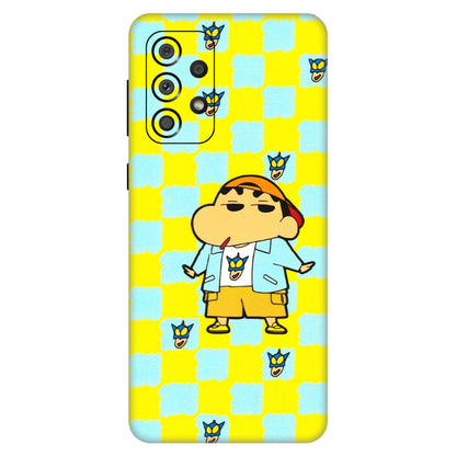 Samsung A/S Series Phone Skins (All Models) - Yellow Blue Shinchan Cute - 3D Embossed Finish (L-221) Samsung Galaxy A33(5G)
