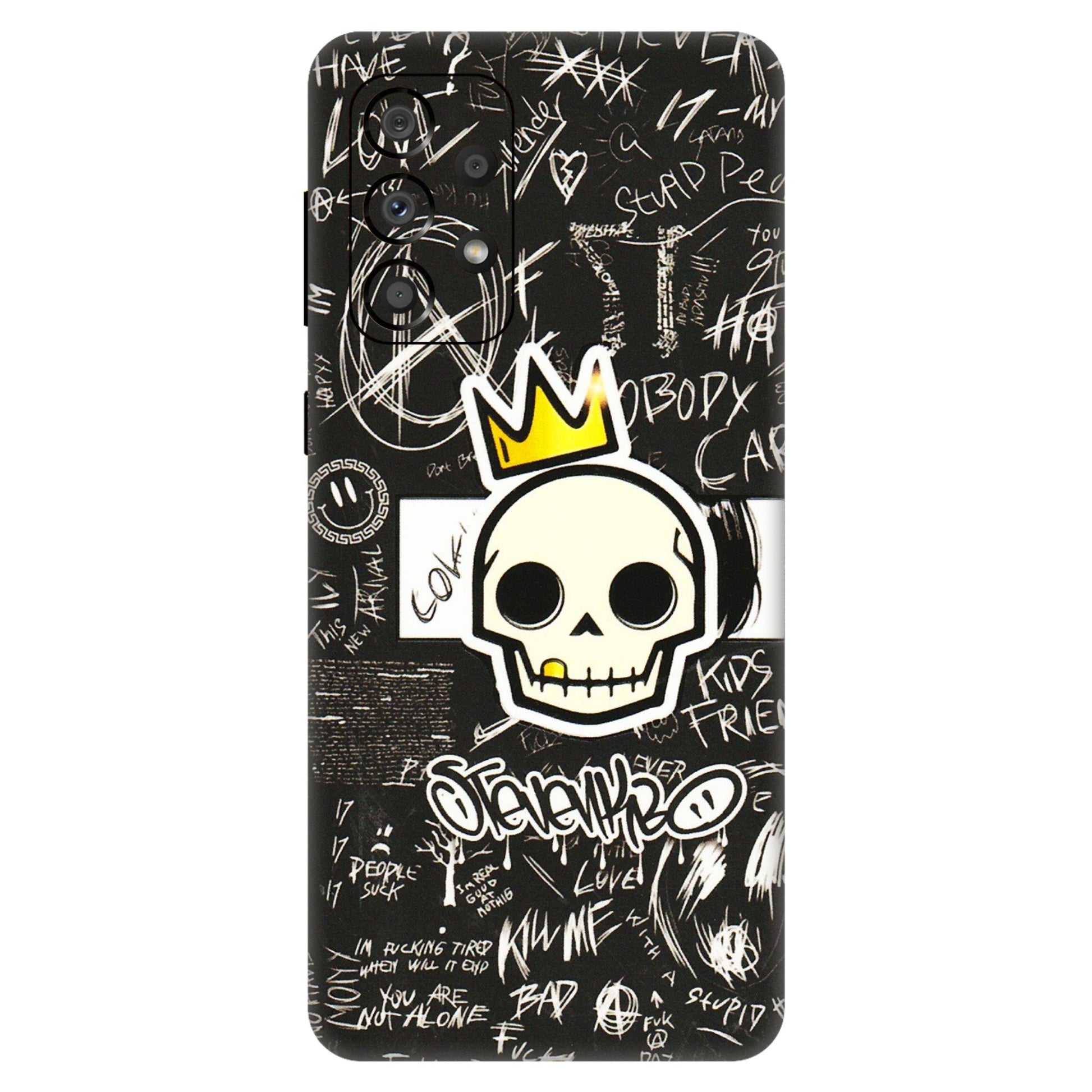 Samsung A/S Series Phone Skins (All Models) - Funny Skull Black Chalk Grafitti - 3D Embossed Finish (L-22) Samsung Galaxy A33(5G)