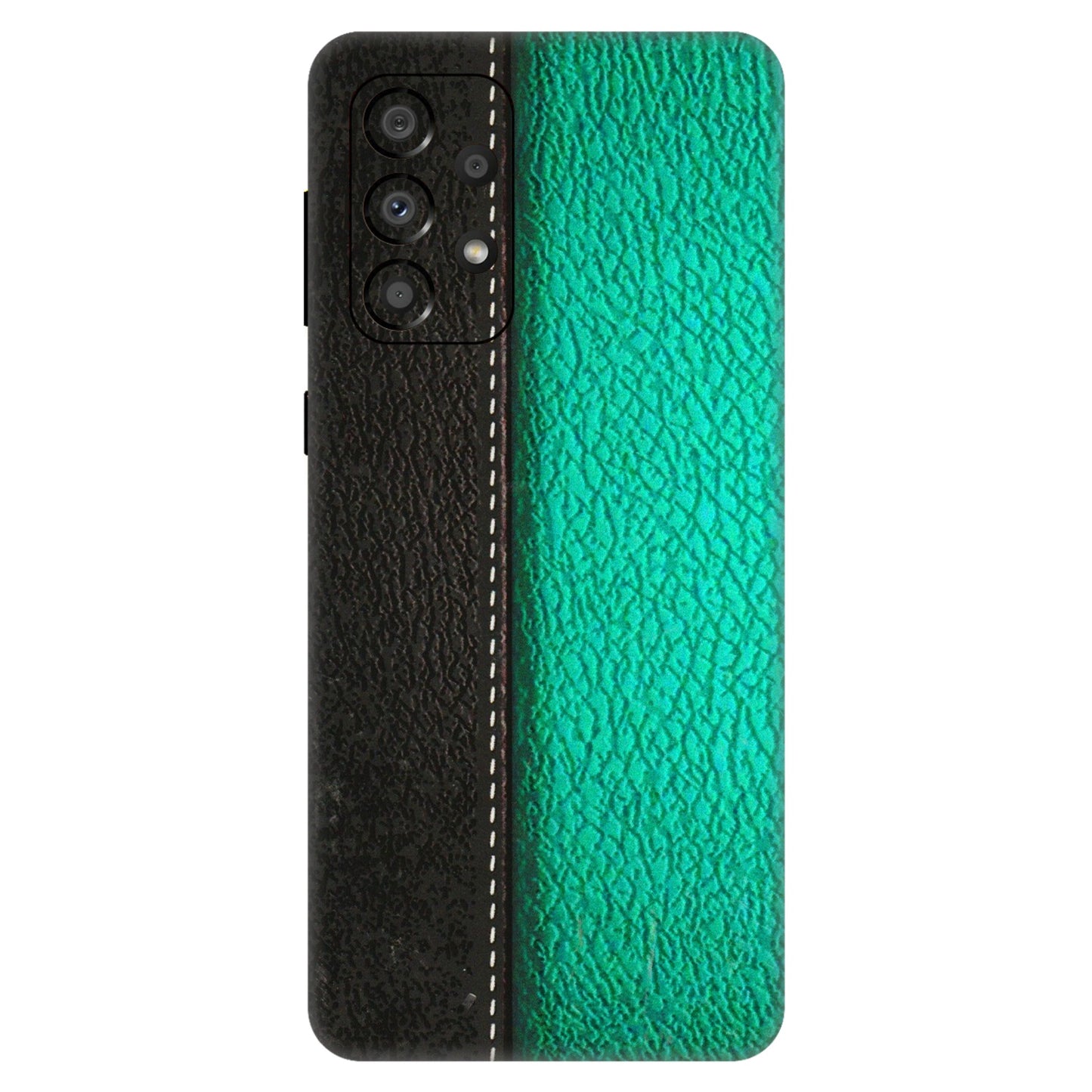 Samsung A/S Series Phone Skins (All Models) - Black Green Dual Leather Stich - 3D Embossed Finish (L-233) Samsung Galaxy A33(5G)