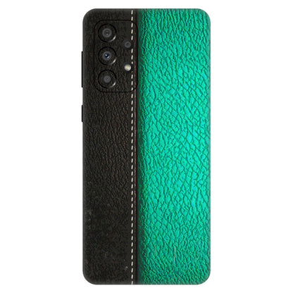 Samsung A/S Series Phone Skins (All Models) - Black Green Dual Leather Stich - 3D Embossed Finish (L-233) Samsung Galaxy A33(5G)