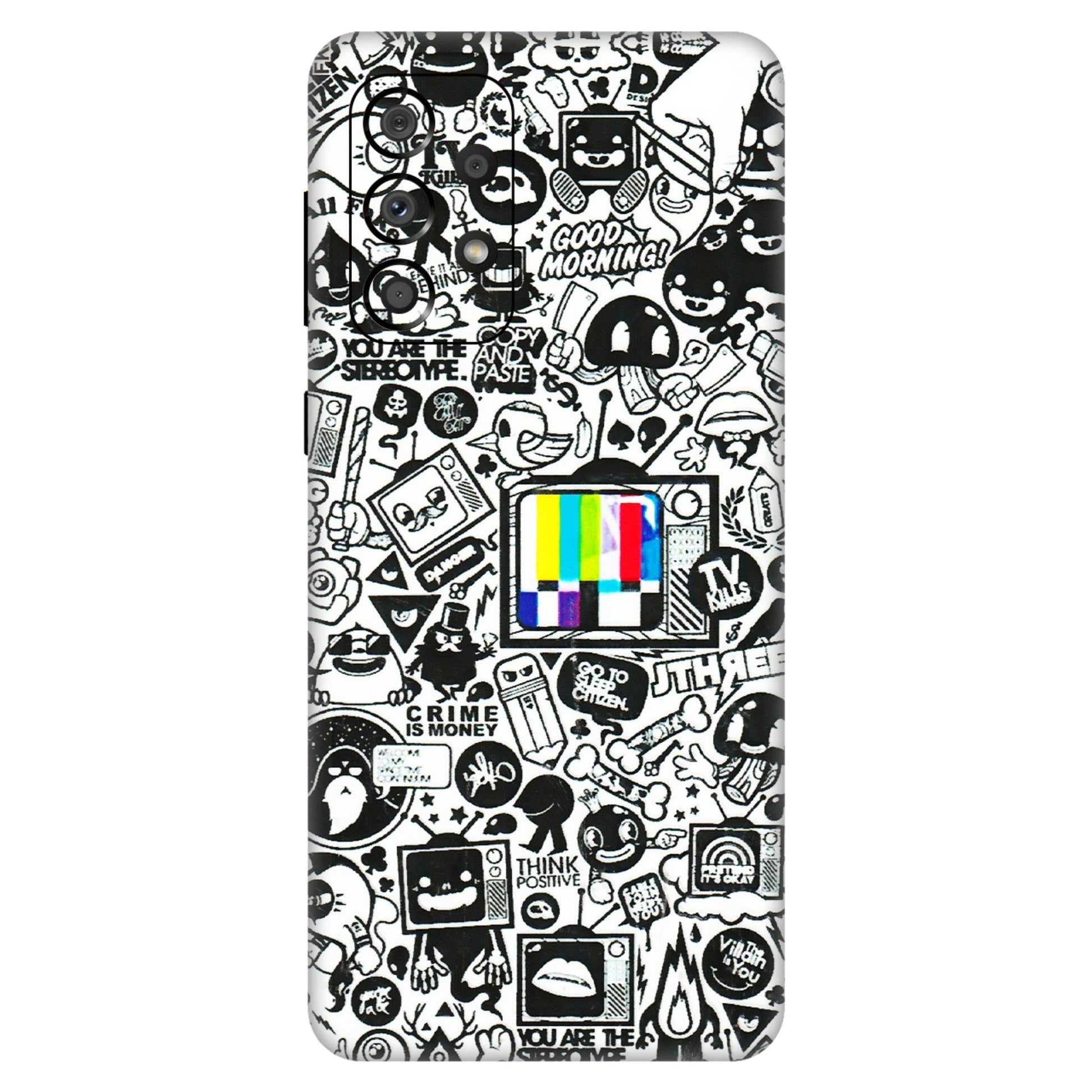 Samsung A/S Series Phone Skins (All Models) - Doodles Positive Art - 3D Embossed Finish (L-263) Samsung Galaxy A33(5G)