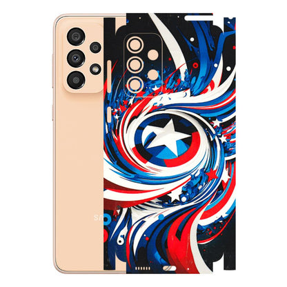 Samsung A/S Series Phone Skins (All Models) - Captain America Logo - 3D Embossed Finish (L-307) Samsung Galaxy A33(5G)