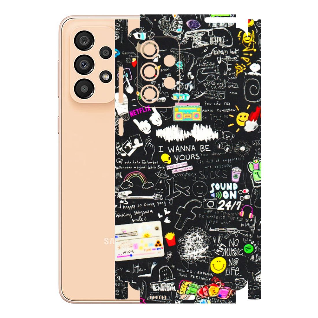 Samsung A/S Series Phone Skins (All Models) - Black Creatives Doodles - 3D Embossed Finish (L-311) Samsung Galaxy A33(5G)