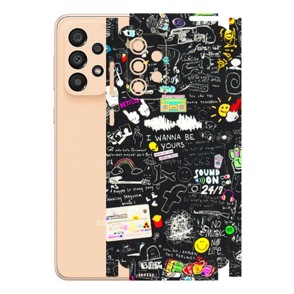 Samsung A/S Series Phone Skins (All Models) - Black Creatives Doodles - 3D Embossed Finish (L-311) Samsung Galaxy A33(5G)