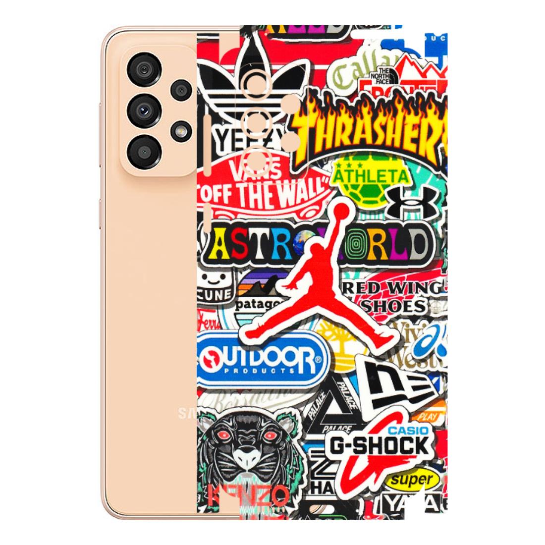 Samsung A/S Series Phone Skins (All Models) - Multi Brands Sticker Graffiti - 3D Embossed Finish (L-37) Samsung Galaxy A33(5G)