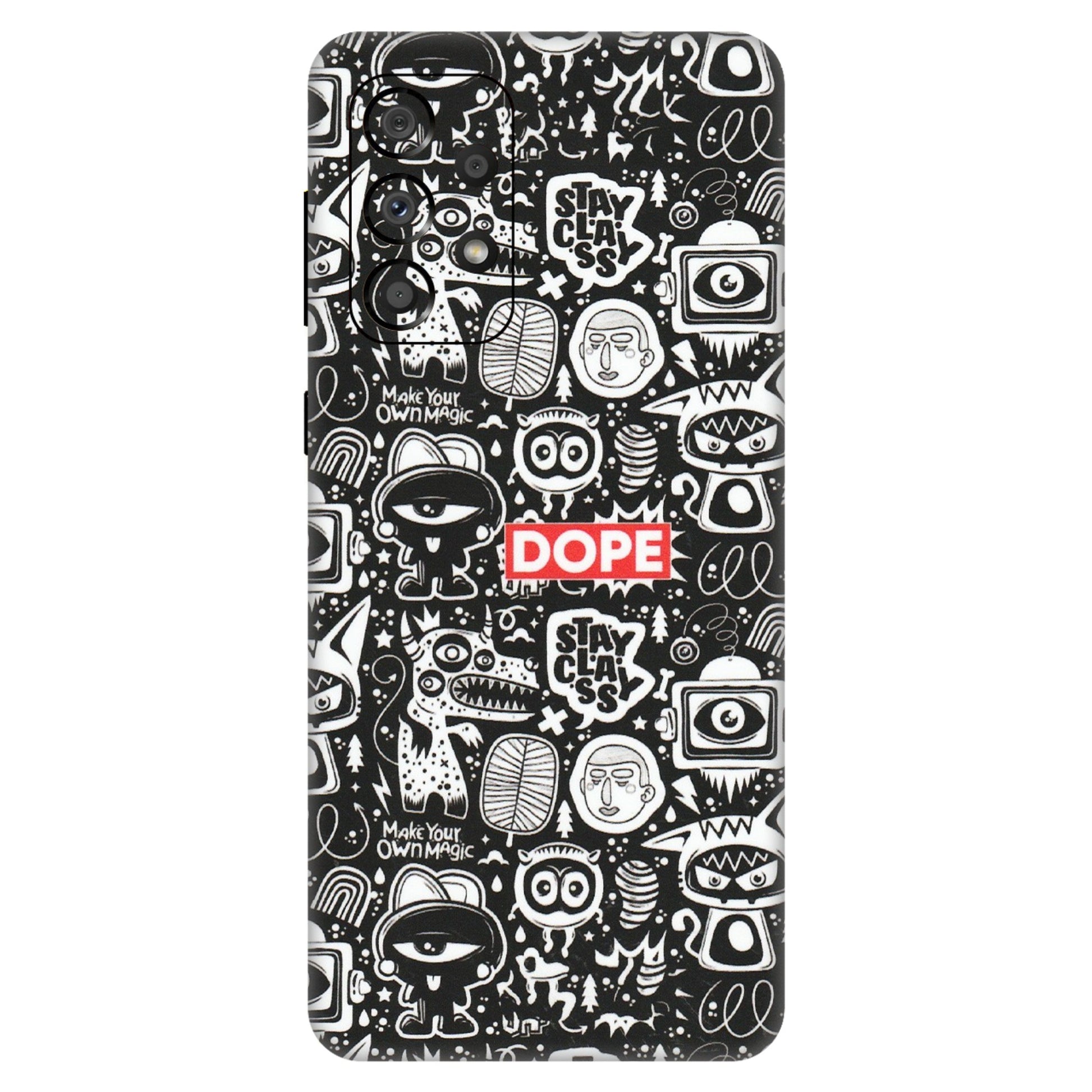 Samsung A/S Series Phone Skins (All Models) - Dope Stay Classy Black Doodles - Matte Finish (M-126) Samsung Galaxy A33(5G)