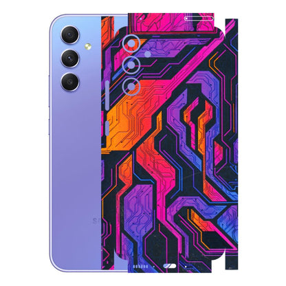Samsung A/S Series Phone Skins (All Models) - Tech Circuits Futuristic - 3D Embossed Finish (L-07) Samsung Galaxy A34 (5G)