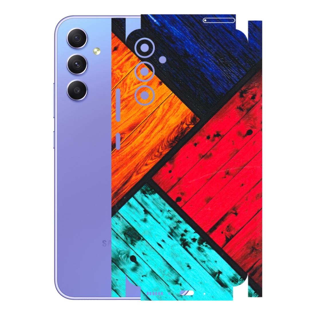 Samsung A/S Series Phone Skins (All Models) - Colourful Wood Panels Abstract - 3D Embossed Finish (L-09) Samsung Galaxy A34 (5G)