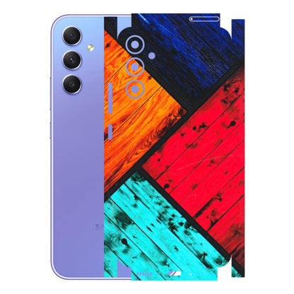 Samsung A/S Series Phone Skins (All Models) - Colourful Wood Panels Abstract - 3D Embossed Finish (L-09) Samsung Galaxy A34 (5G)