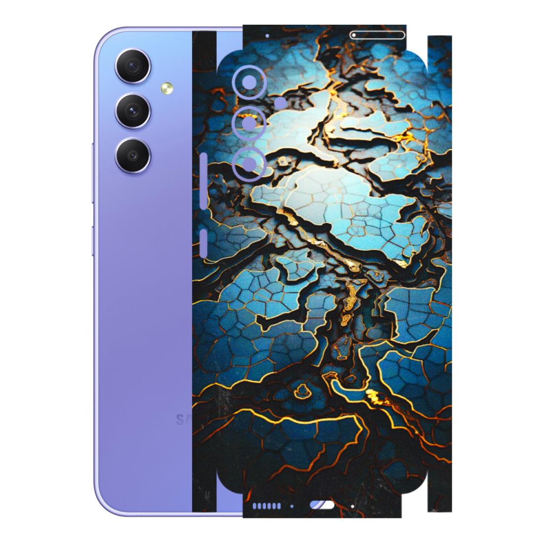 Samsung A/S Series Phone Skins (All Models) - Blue Gold Abstract - 3D Embossed Finish (L-11) Samsung Galaxy A34 (5G)