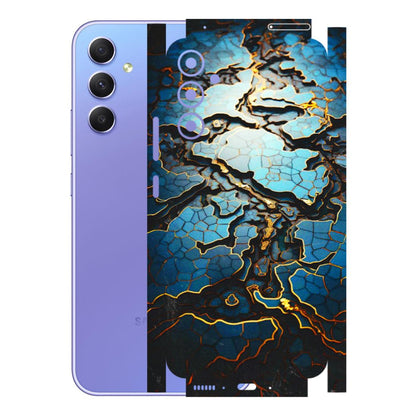 Samsung A/S Series Phone Skins (All Models) - Blue Gold Abstract - 3D Embossed Finish (L-11) Samsung Galaxy A34 (5G)
