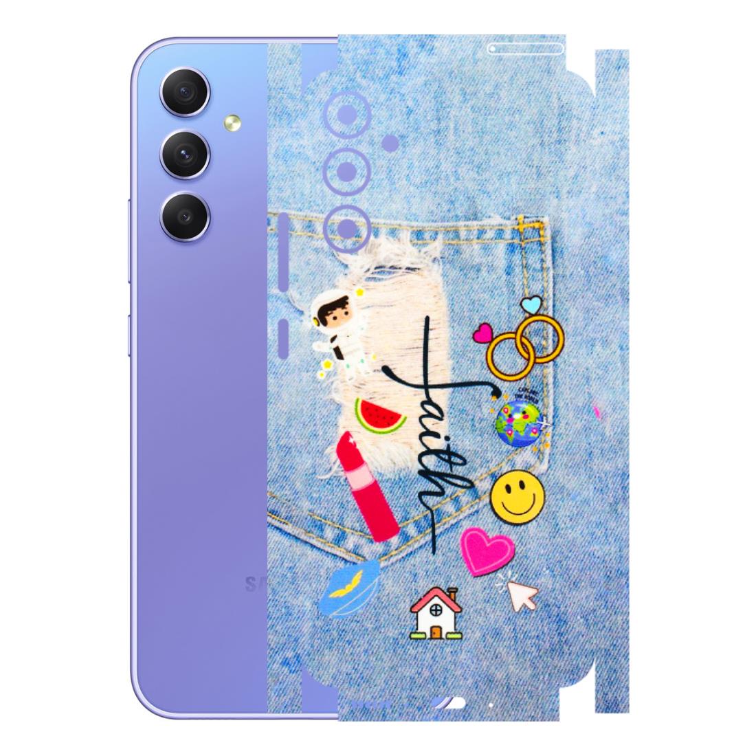 Samsung A/S Series Phone Skins (All Models) - Denim Jeans Pocket - 3D Embossed Finish (L-134) Samsung Galaxy A34 (5G)
