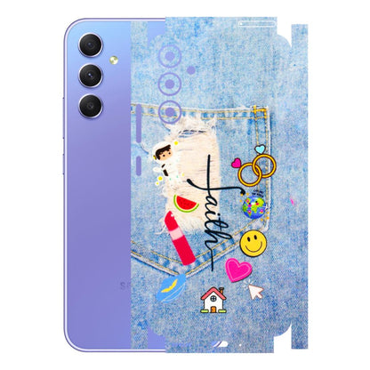 Samsung A/S Series Phone Skins (All Models) - Denim Jeans Pocket - 3D Embossed Finish (L-134) Samsung Galaxy A34 (5G)