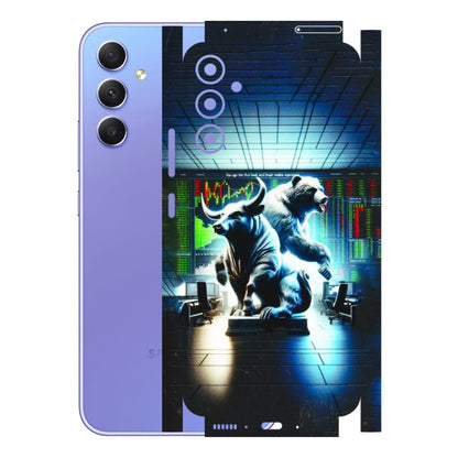 Samsung A/S Series Phone Skins (All Models) - Stock Market Sensex Bear vs Bulls - 3D Embossed Finish (L-15) Samsung Galaxy A34 (5G)