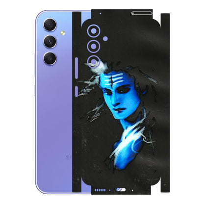 Samsung A/S Series Phone Skins (All Models) - Har Har Mahadev Blue/Black - 3D Embossed Finish (L-185) Samsung Galaxy A34 (5G)