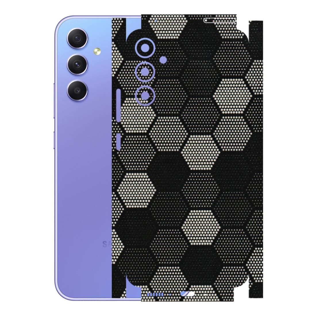 Samsung A/S Series Phone Skins (All Models) - Black & White Dotted Honeycomb Texture - 3D Embossed Finish (L-202) Samsung Galaxy A34 (5G)