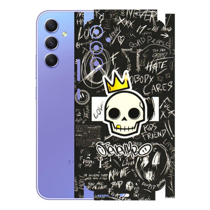 Samsung A/S Series Phone Skins (All Models) - Funny Skull Black Chalk Grafitti - 3D Embossed Finish (L-22) Samsung Galaxy A34 (5G)