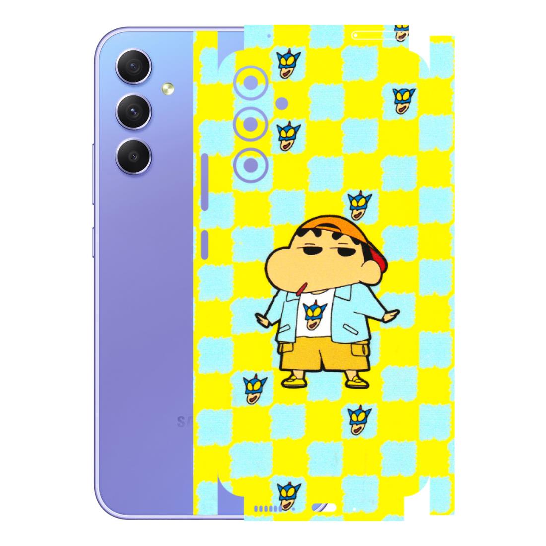 Samsung A/S Series Phone Skins (All Models) - Yellow Blue Shinchan Cute - 3D Embossed Finish (L-221) Samsung Galaxy A34 (5G)