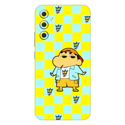 Samsung A/S Series Phone Skins (All Models) - Yellow Blue Shinchan Cute - 3D Embossed Finish (L-221) Samsung Galaxy A34 (5G)