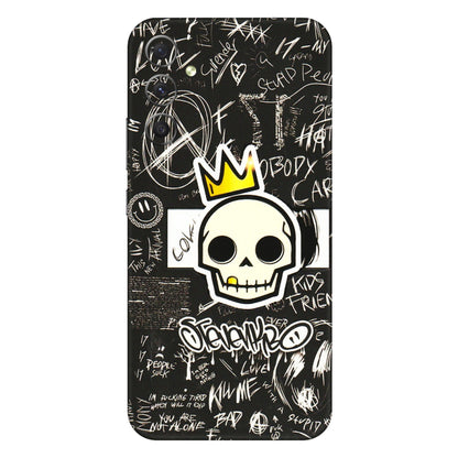 Samsung A/S Series Phone Skins (All Models) - Funny Skull Black Chalk Grafitti - 3D Embossed Finish (L-22) Samsung Galaxy A34 (5G)