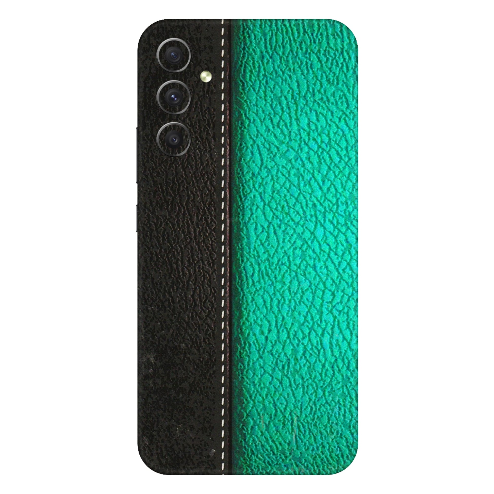 Samsung A/S Series Phone Skins (All Models) - Black Green Dual Leather Stich - 3D Embossed Finish (L-233) Samsung Galaxy A34 (5G)
