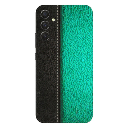 Samsung A/S Series Phone Skins (All Models) - Black Green Dual Leather Stich - 3D Embossed Finish (L-233) Samsung Galaxy A34 (5G)