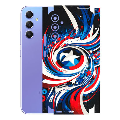 Samsung A/S Series Phone Skins (All Models) - Captain America Logo - 3D Embossed Finish (L-307) Samsung Galaxy A34 (5G)
