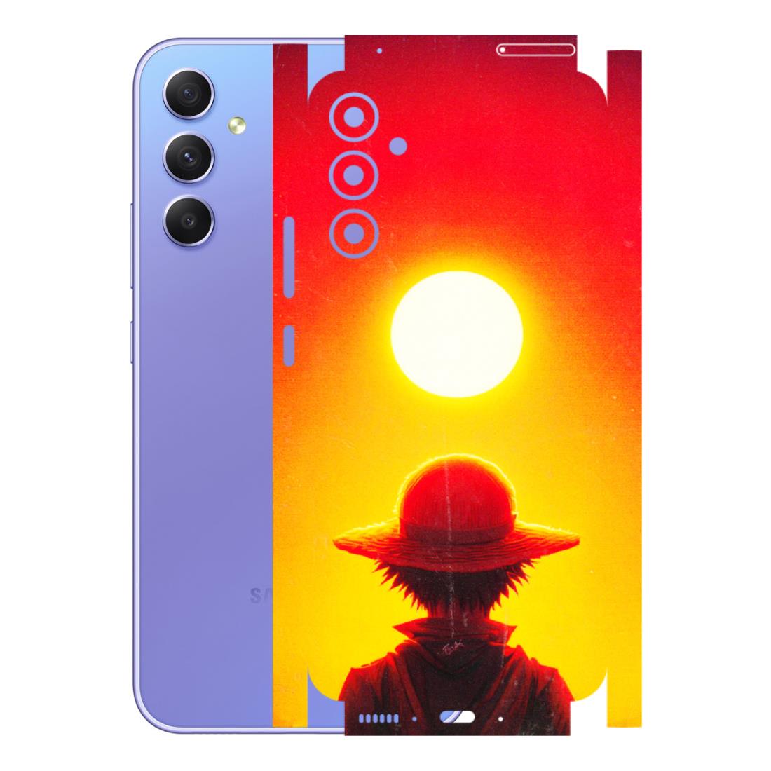 Samsung A/S Series Phone Skins (All Models) - Cool Sunset With Monkey D.Luffy Anime - 3D Embossed Finish (L-329) Samsung Galaxy A34 (5G)