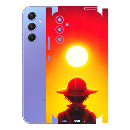 Samsung A/S Series Phone Skins (All Models) - Cool Sunset With Monkey D.Luffy Anime - 3D Embossed Finish (L-329) Samsung Galaxy A34 (5G)