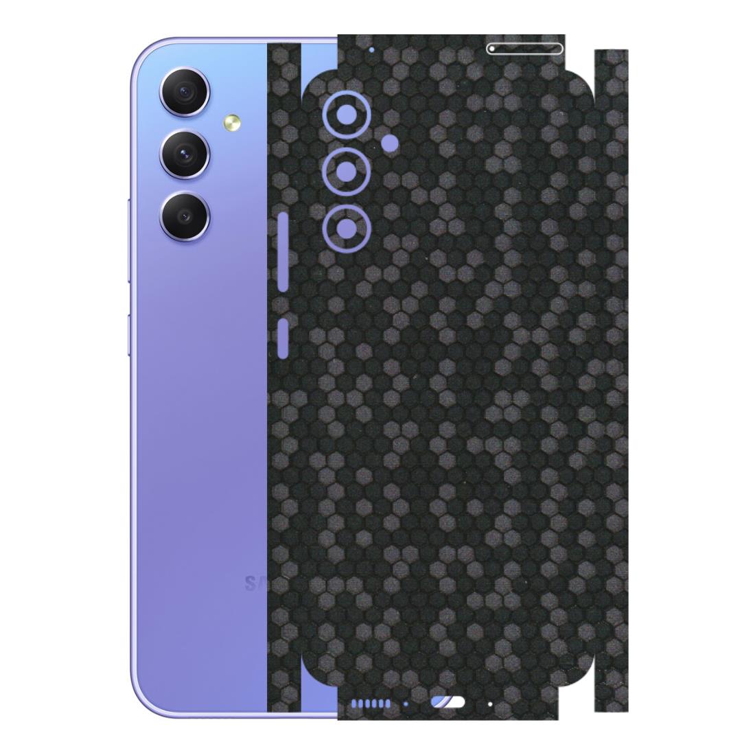 Samsung A/S Series Phone Skins (All Models) - Black Grey Honeycomb Sober - 3D Embossed Finish (L-85) Samsung Galaxy A34 (5G)