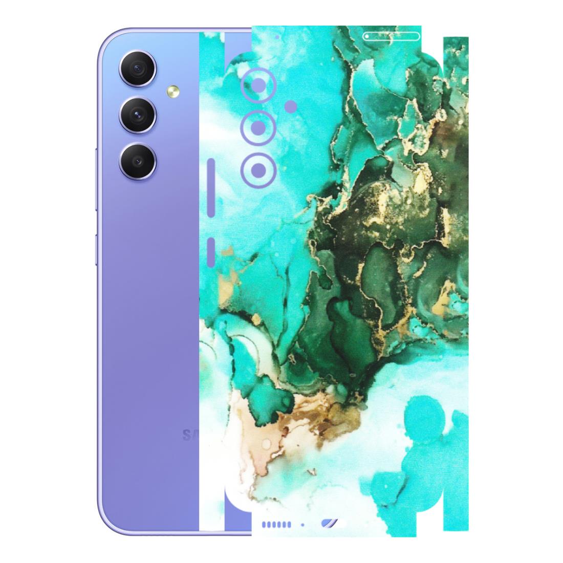 Samsung A/S Series Phone Skins (All Models) - The Blue Gold Marble - Matte Finish (M-124) Samsung Galaxy A34 (5G)