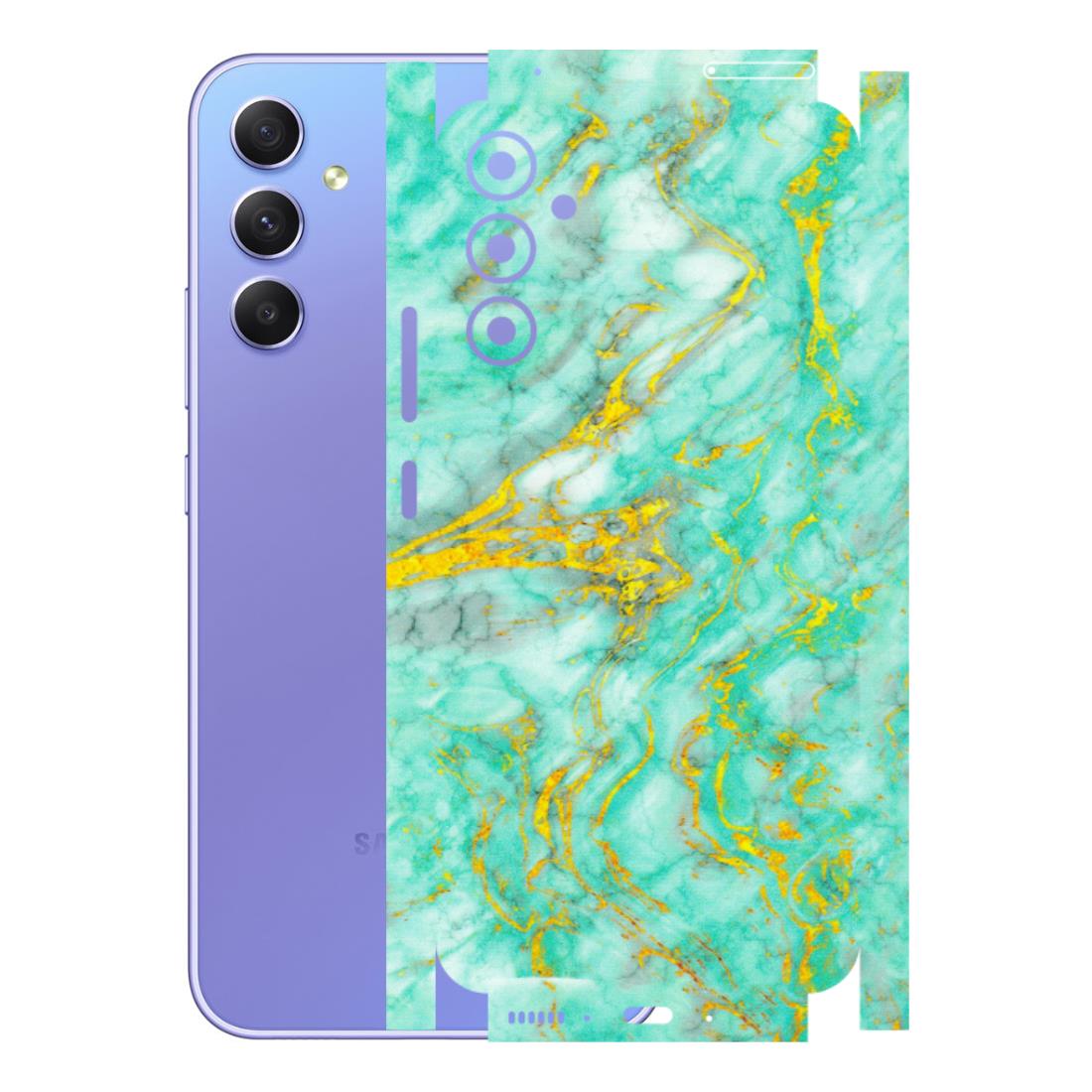 Samsung A/S Series Phone Skins (All Models) - Green And Gold Marble Feel - Matte Finish (M-16) Samsung Galaxy A34 (5G)