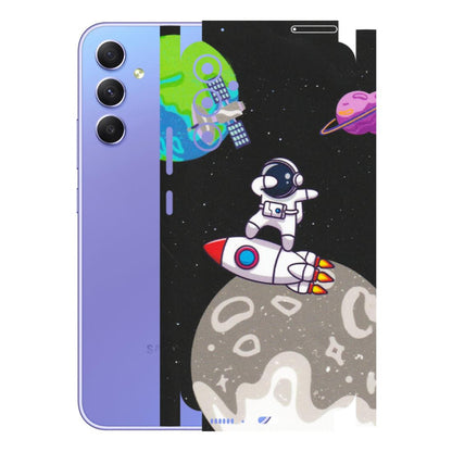 Samsung A/S Series Phone Skins (All Models) - Astronaut Vibing Toon Running - Matte Finish (M-39) Samsung Galaxy A34 (5G)