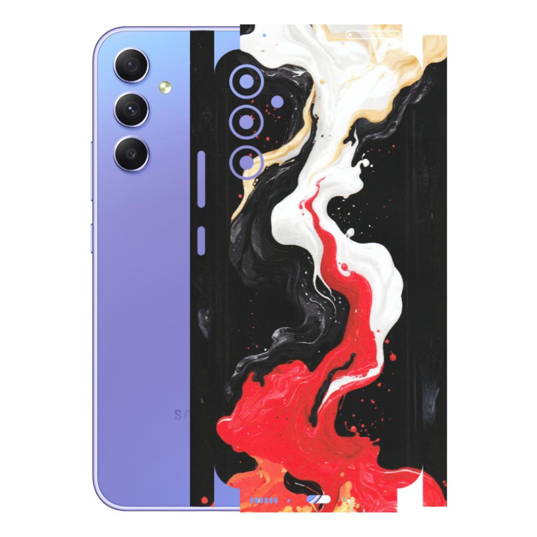 Samsung A/S Series Phone Skins (All Models) - Black Red White Paint Splash Fusion - Matte Finish (M-56) Samsung Galaxy A34 (5G)