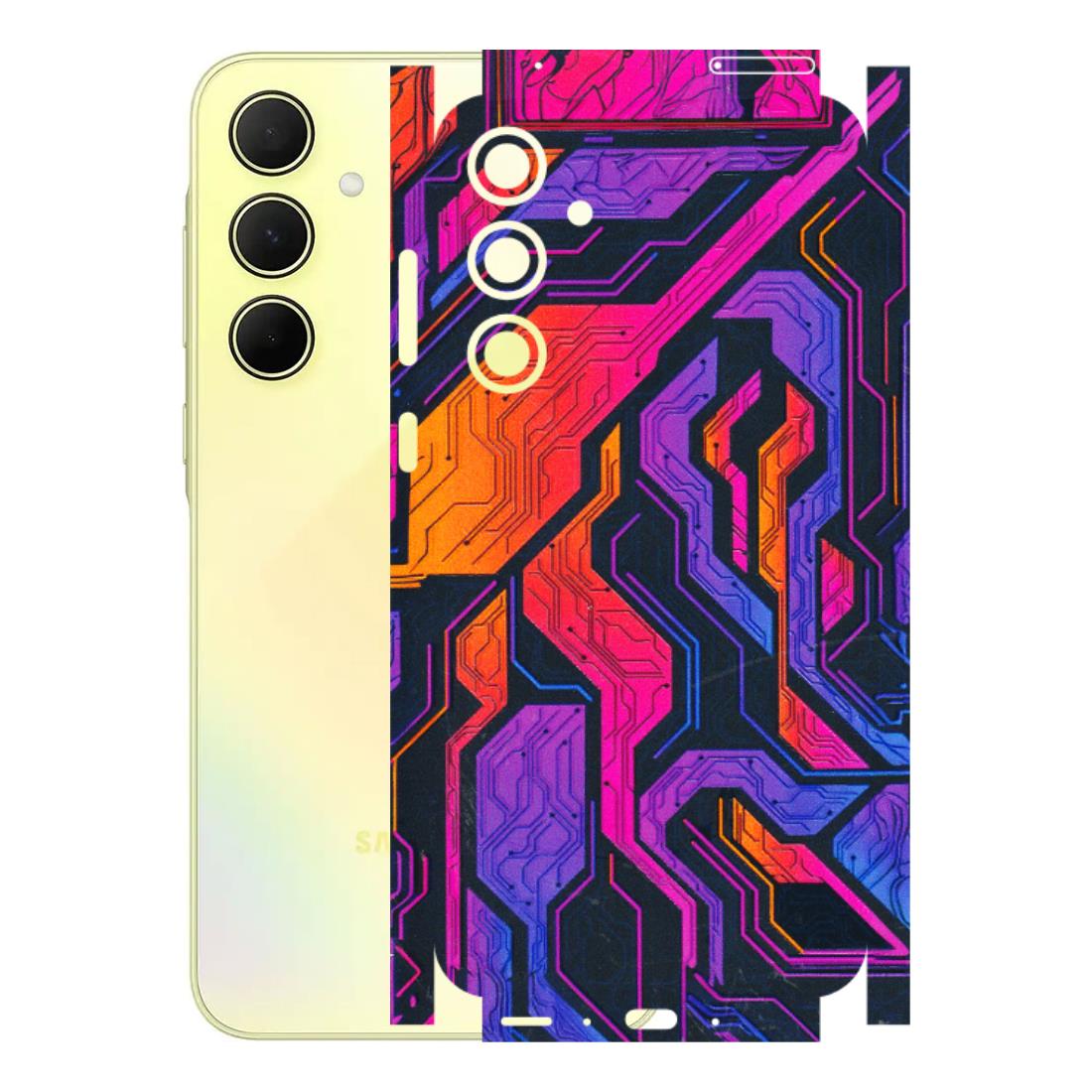 Samsung A/S Series Phone Skins (All Models) - Tech Circuits Futuristic - 3D Embossed Finish (L-07) Samsung Galaxy A35 (5G)