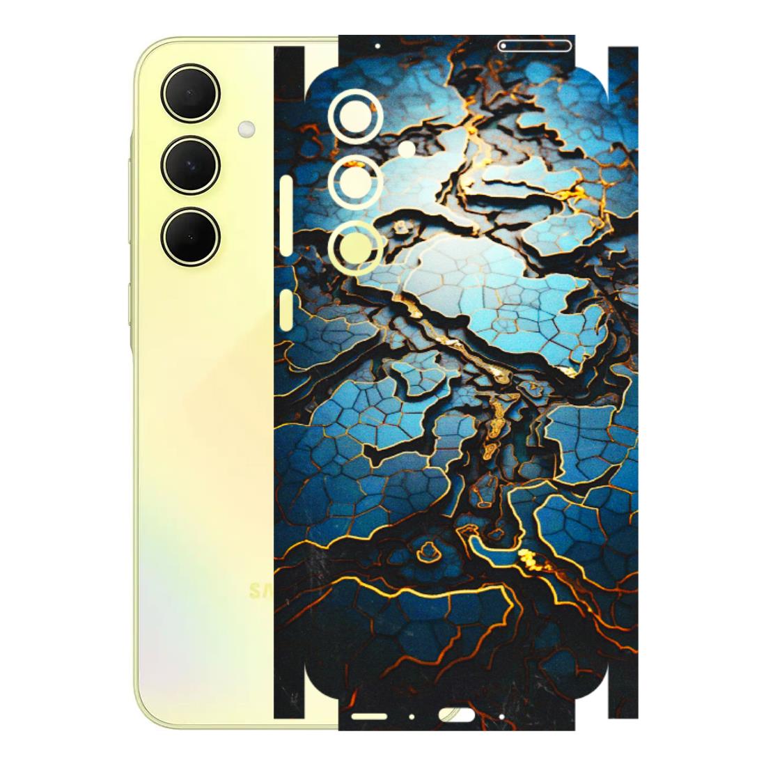 Samsung A/S Series Phone Skins (All Models) - Blue Gold Abstract - 3D Embossed Finish (L-11) Samsung Galaxy A35 (5G)