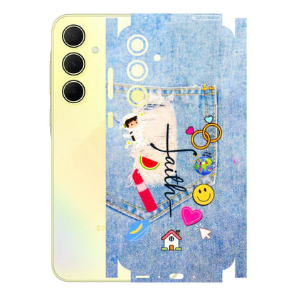 Samsung A/S Series Phone Skins (All Models) - Denim Jeans Pocket - 3D Embossed Finish (L-134) Samsung Galaxy A35 (5G)