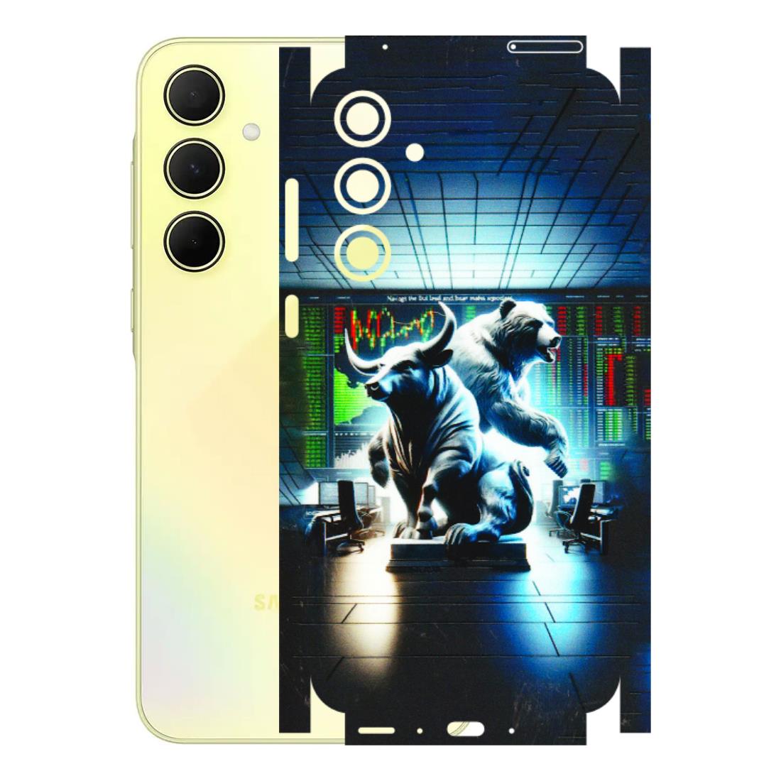 Samsung A/S Series Phone Skins (All Models) - Stock Market Sensex Bear vs Bulls - 3D Embossed Finish (L-15) Samsung Galaxy A35 (5G)
