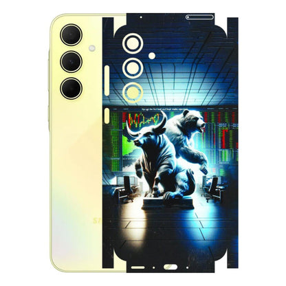 Samsung A/S Series Phone Skins (All Models) - Stock Market Sensex Bear vs Bulls - 3D Embossed Finish (L-15) Samsung Galaxy A35 (5G)