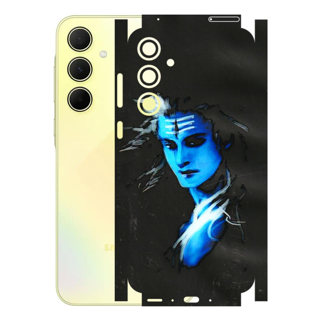 Samsung A/S Series Phone Skins (All Models) - Har Har Mahadev Blue/Black - 3D Embossed Finish (L-185) Samsung Galaxy A35 (5G)